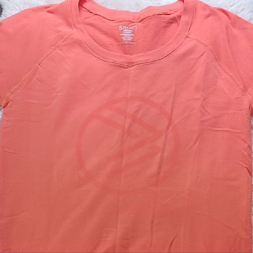 SAVVI Women's Vibrant Coral Short Sleeve Tee